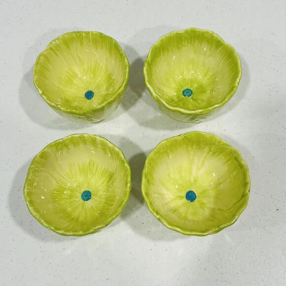 Other - Pier One Green Leaf Cabbage Lettuce Condiment Small Ice Cream Bowl set of 4